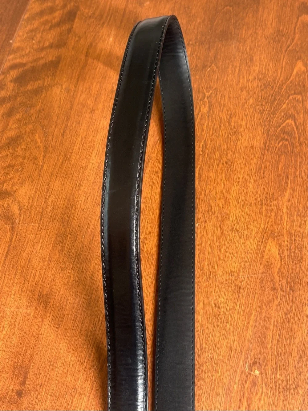 Men's Black Leather Belt with Silver Buckle